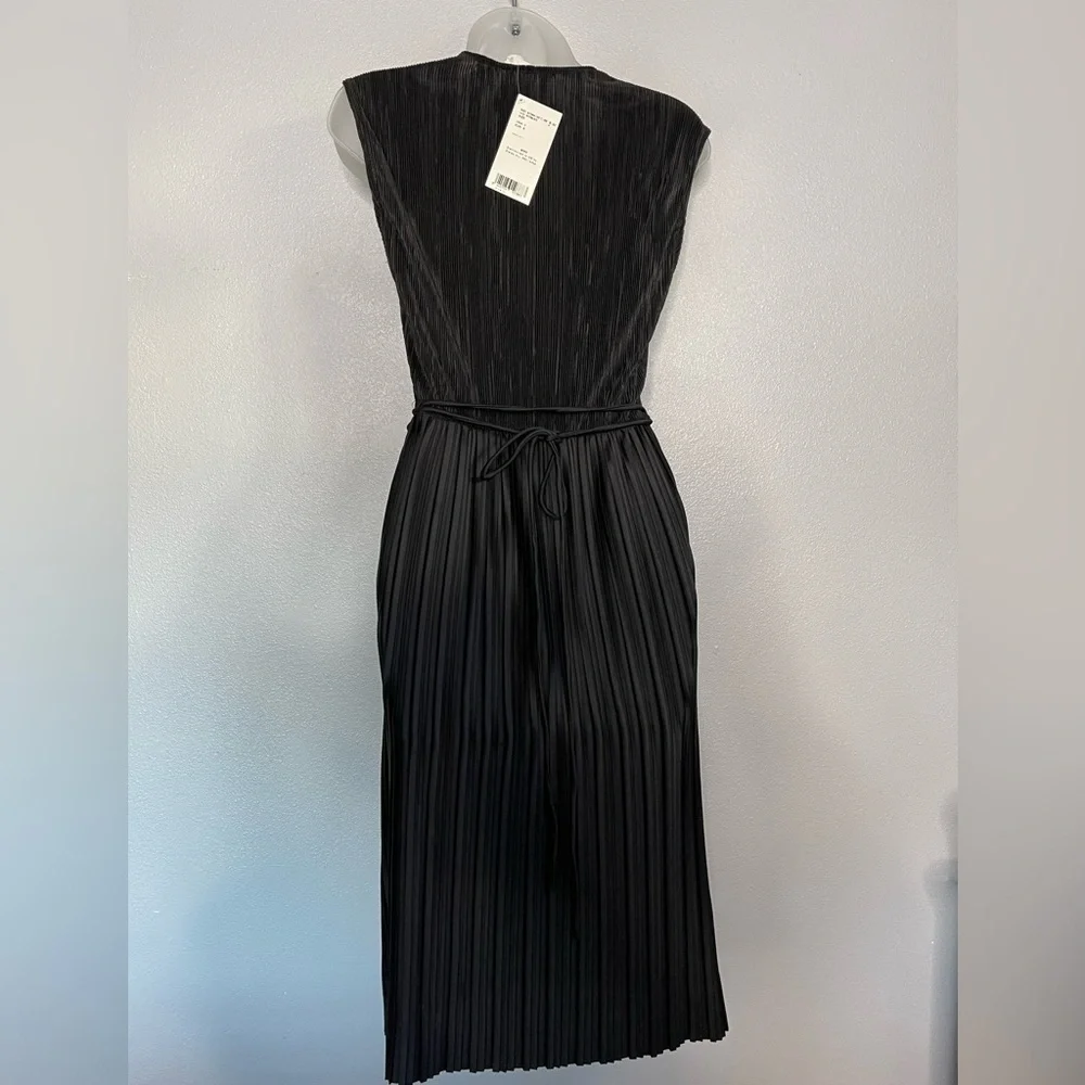 MNG Mango pleated Black Midi Party Dress Size 4 NWT - Picture 10 of 16